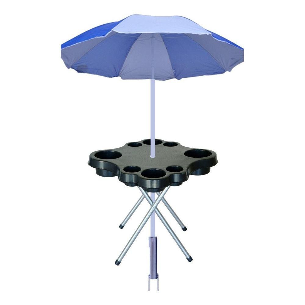 Mesa Praia Desmontável Petisqueira Preta E Sup. Guarda Sol