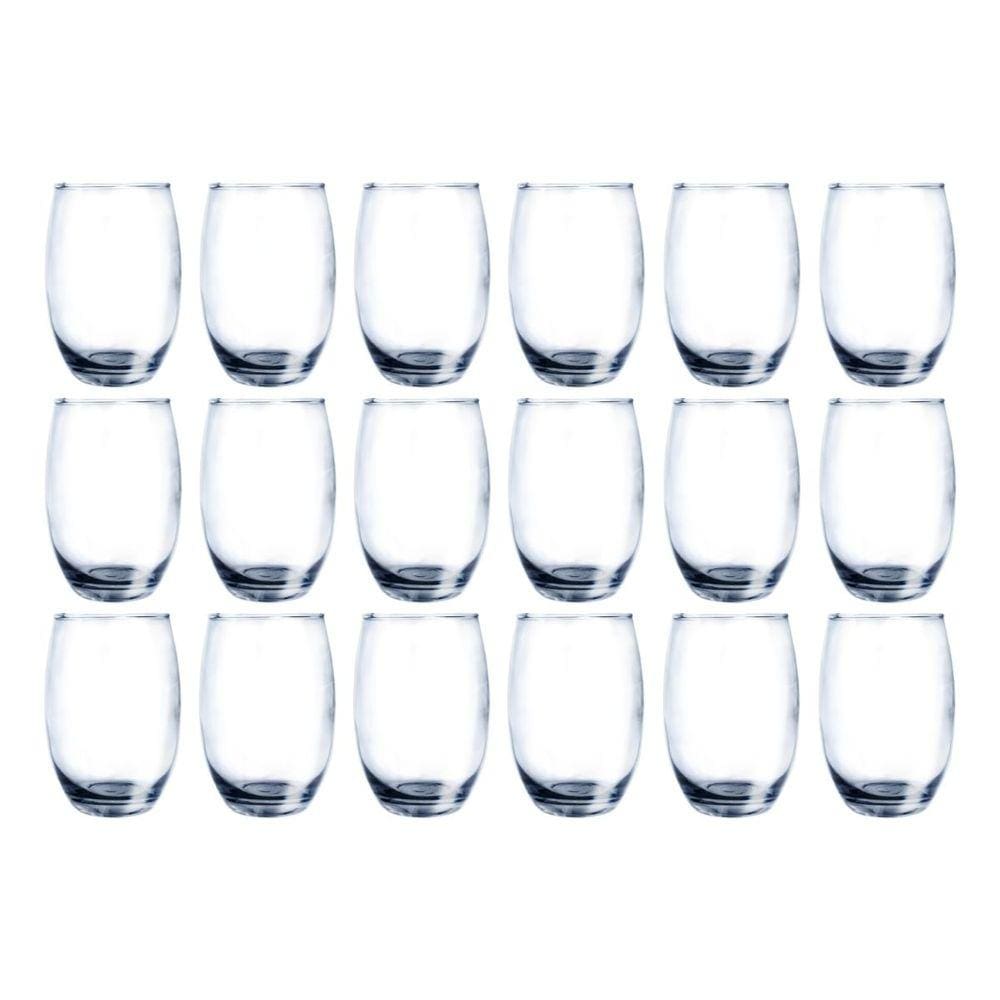Conjunto 18 Copos Vidro Bellagio 450ml Grande Transparente