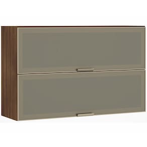 Armário Aéreo 120cm 2 Portas Basculantes Alumínio Inox com Vidro Reflecta Bronze Jade Luciane Móveis