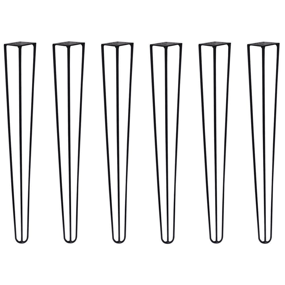 Kit 6 Pés De Metal 60 Cm Legs Mesa De Canto Aparador Preto