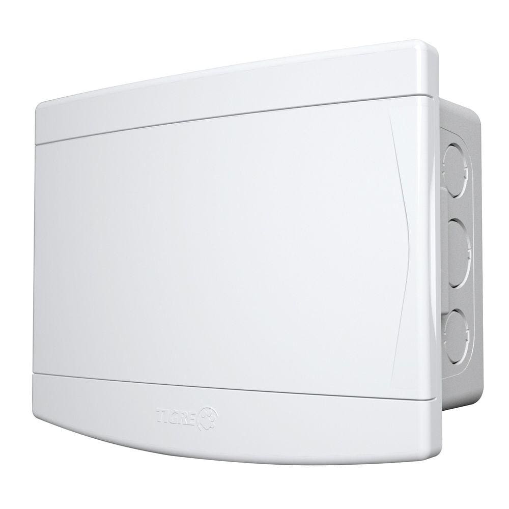 Quadro distribuição c/ barramento embutir Tigre 6/8 disjuntores