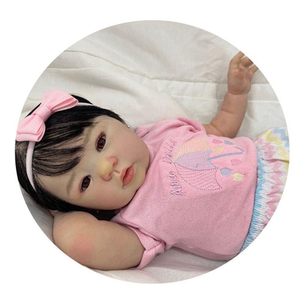 Bebe Reborn Menina Realista Toma Banho Cabelo Fio A Fio