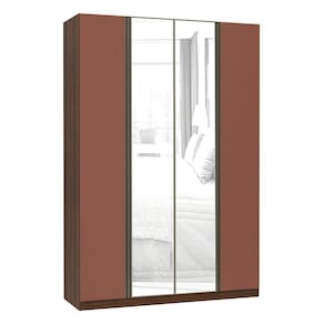 Guarda Roupa 4 Portas Alumínio Inox com Espelho 3 Gavetas 159 cm Prime Luciane Móveis