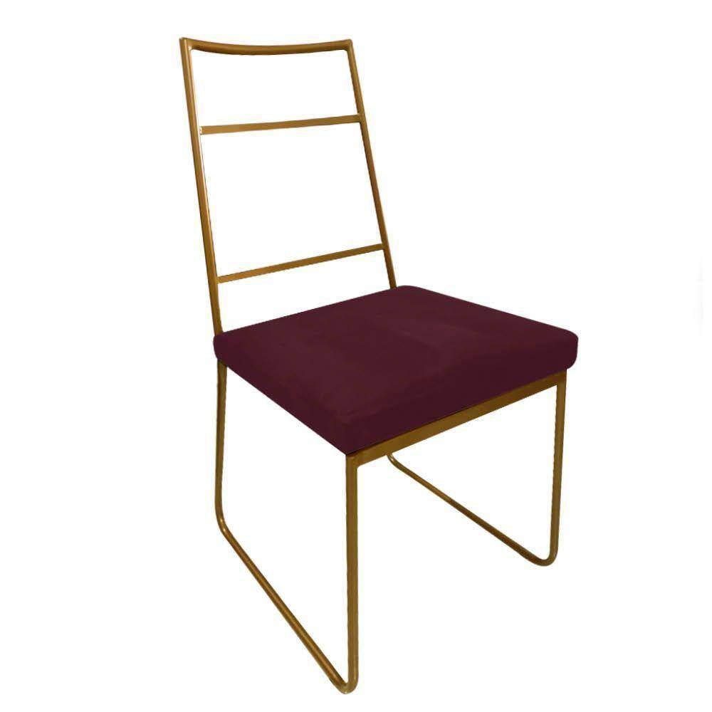 Cadeira Sala De Jantar Stark Ferro Dourado Suede Bordô Bordô