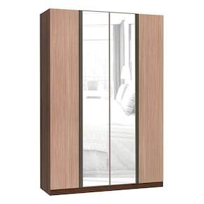Guarda Roupa 4 Portas Alumínio Inox com Espelho 3 Gavetas 159 cm Prime Luciane Móveis