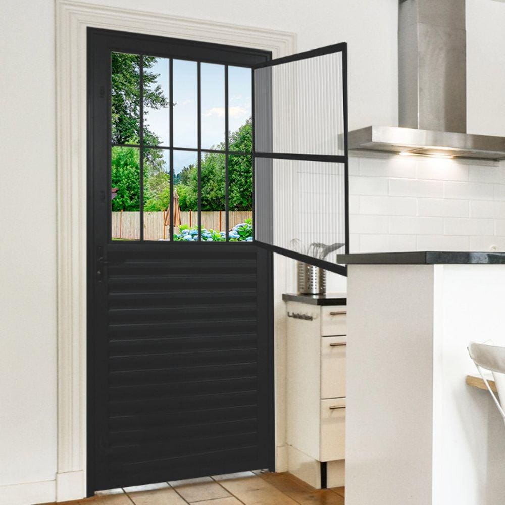 Porta de Alumínio Postigo 210x80cm Lado Esquerdo Hale Esquadrias Preto