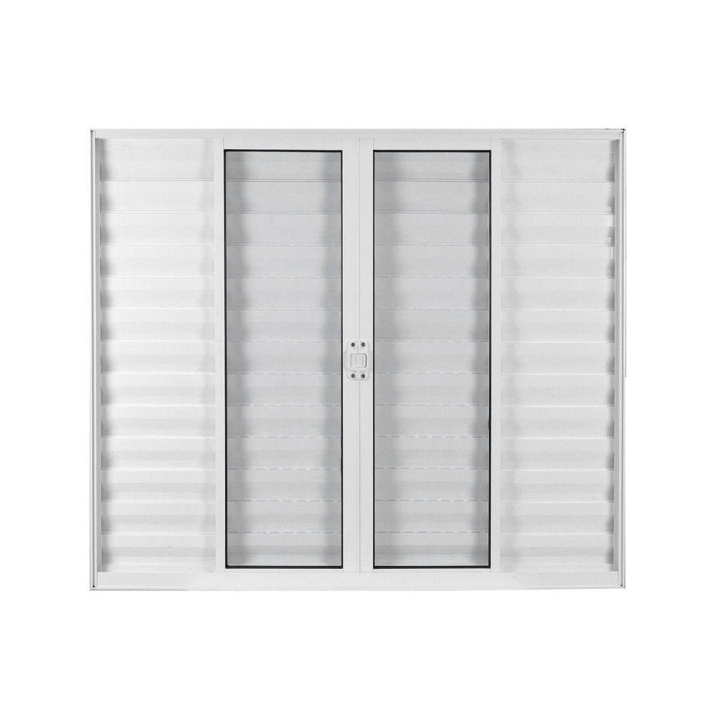 Janela de Alumínio Veneziana de Correr 100x120cm 6 Folhas 2 Fixas com Vidro Liso Linha Soft MGM Branco