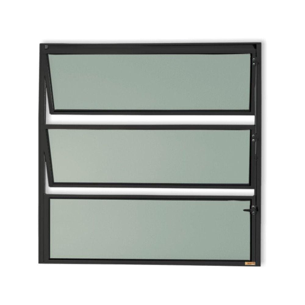 Janela de Alumínio Basculante 60x60cm Vidro Mini Boreal Master Brimak Preto