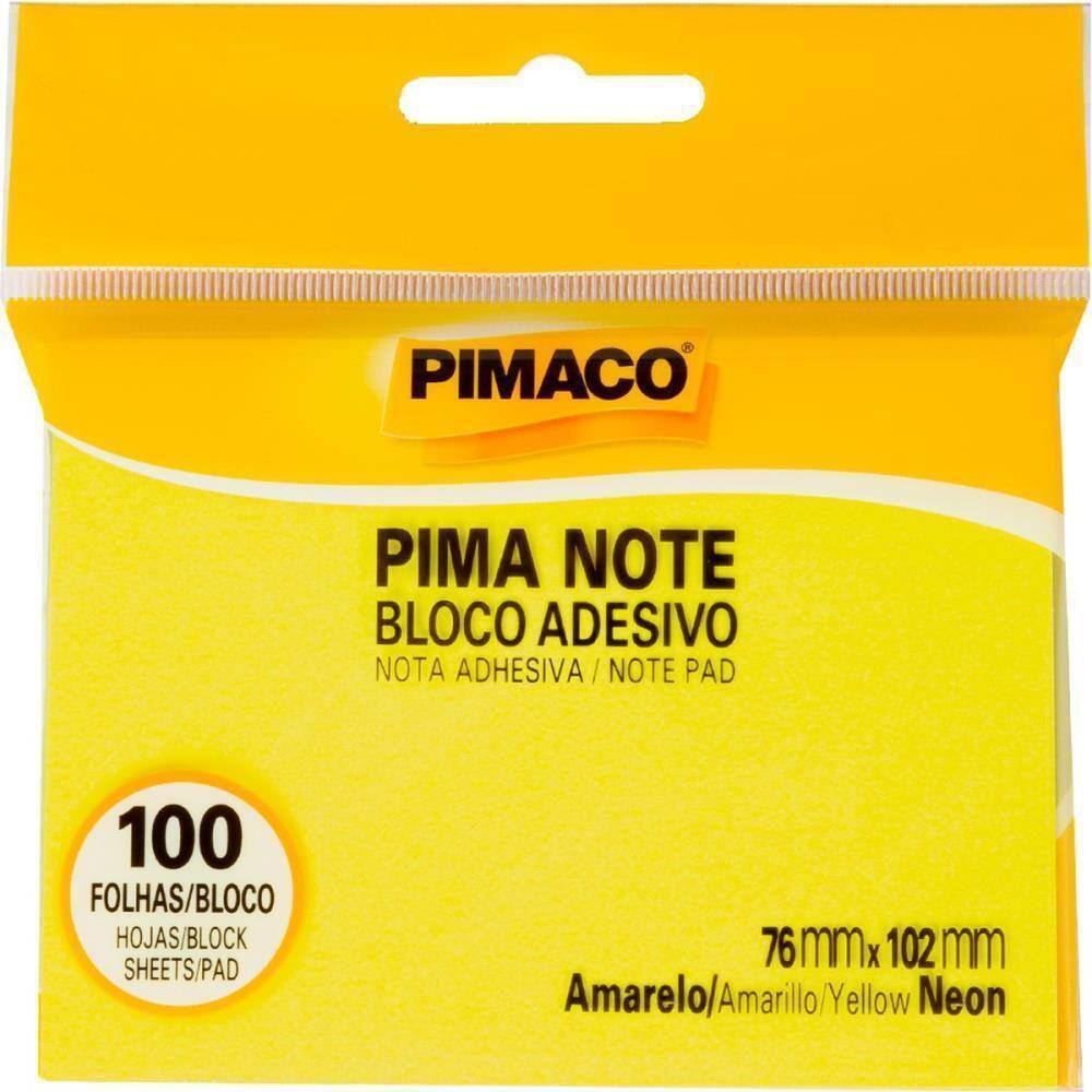 Bloco De Recado Autoadesivo Pimanote Amarelo 76X102Mm 100F
