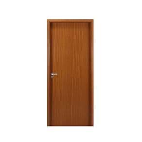 Kit Porta de Madeira Lisa 215x64cm com Batente de MDF Ultra 12cm Marromamínico MGM Mogno