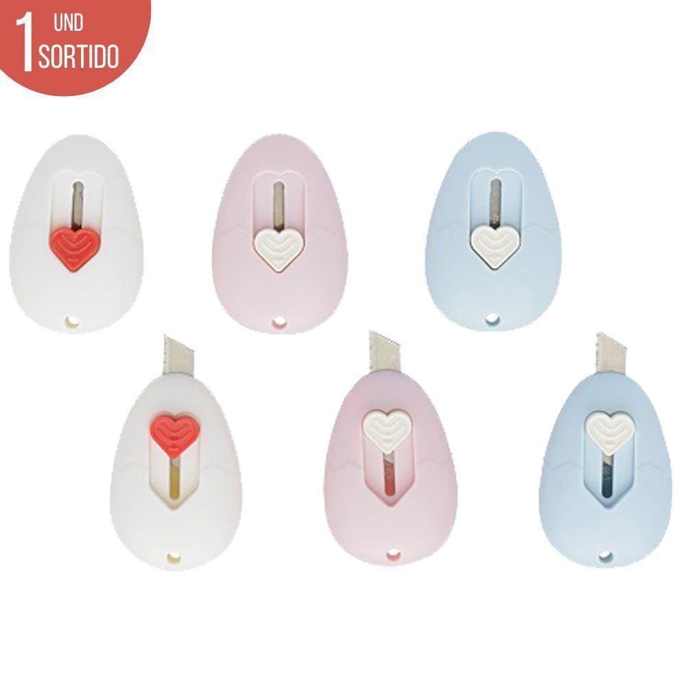 Estilete Plástico Mini Molin Love Retrátil Portátil Coração