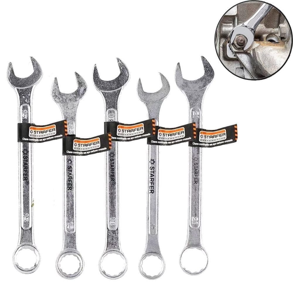 Jogo de 5 Chave Combinada Fixa Estrela 15 a 21mm Aço Cromado - Starfer