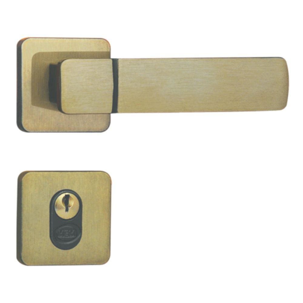 Fechadura para Porta de Entrada Externa com Roseta Capri 40mm MGM Bronze Latonado