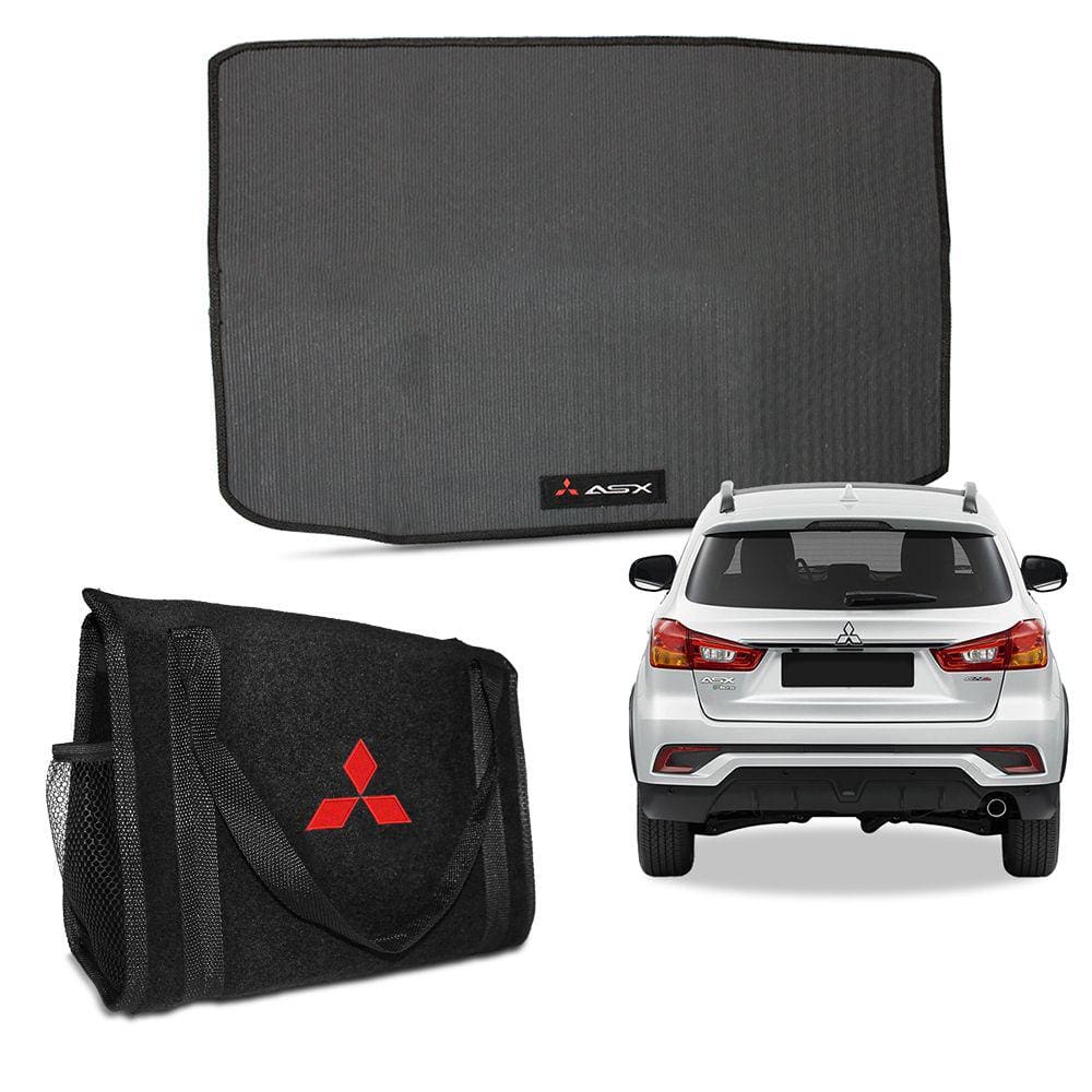 Tapete Porta Malas Mitsubishi Asx 2011 a 2022 Borracha + Bolsa Organizadora para Ferramentas