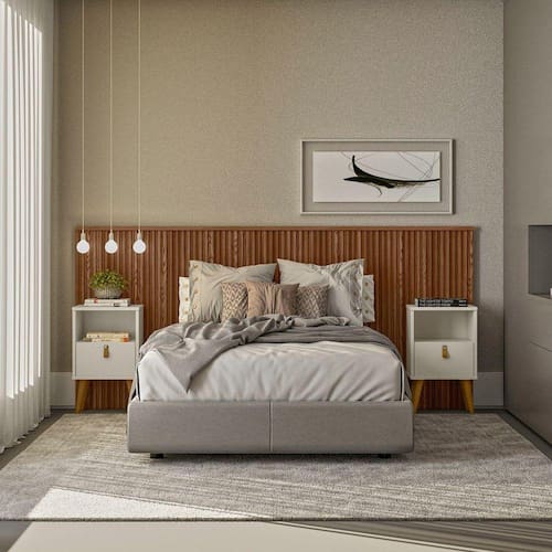 imagem-Cabeceira Casal Queen 240cm com Frame Laranjeiras Linea Brasil Freijó - Marrom