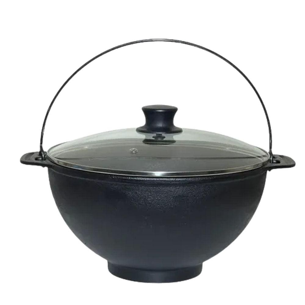 Panela Polenteira de Ferro Fundido com Tampa Vidro 26cm 5L