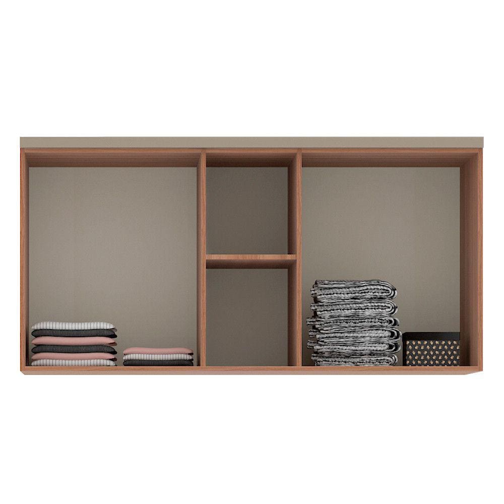 Maleiro Closet sem Porta Ponte Casal 145cm 2 Divisórias e 2 Nichos Connect Luciane Móveis