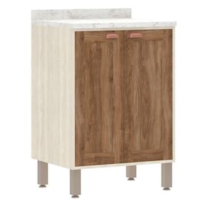 Balcão de Cozinha com Tampo 60 cm 2 Portas de Abrir 1 Prateleira Sofia Luciane Móveis