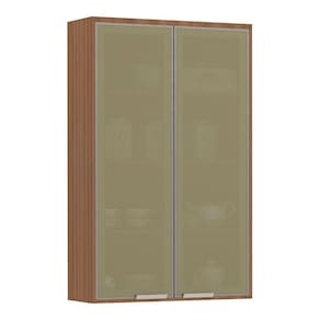 Armário Aéreo Cristaleira 80cm 2 Portas com Vidro Reflecta Isa Luciane Móveis
