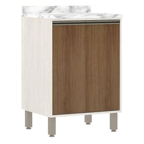 Balcão de Cozinha com Tampo 60 cm 2 Portas de Abrir 1 Prateleira Linea Luciane Móveis