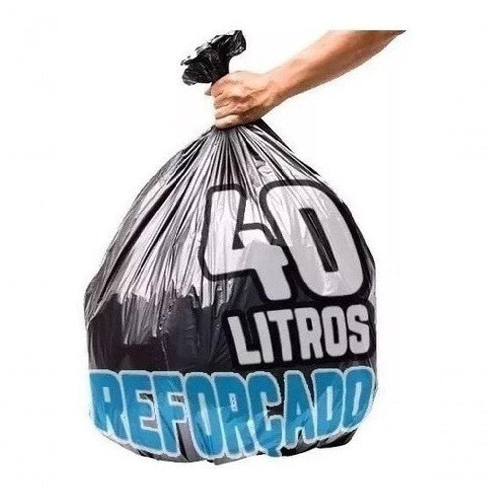 Saco De Lixo 40 Litros 100Un Preto Reforçado