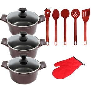 Jogo Panela Cereja Cerâmica Talher Vermelho Javali AAL 26A30