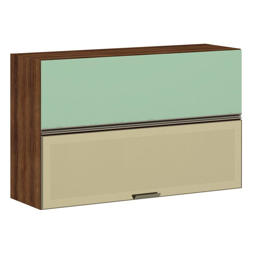 Armário Aéreo 120cm 2 Portas Basculantes Misto com Vidro Reflecta Bronze Jade Luciane Móveis