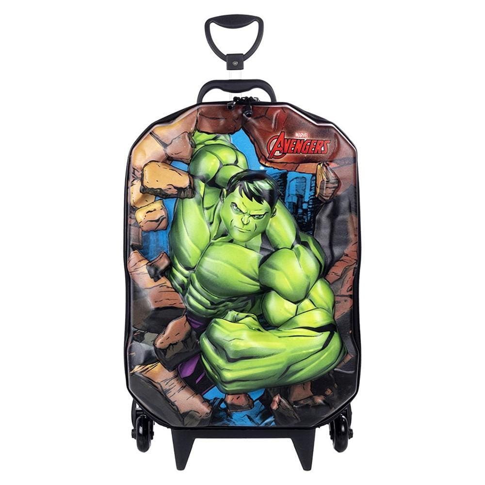 Mochila de Rodinhas 3D Hulk Avengers Maxtoy Preto