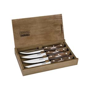 Garfo Tramontina Churrasco Jumbo, em Aço Inox e Cabo Polywood Castanho -  21199/969 - Lojas Afubra