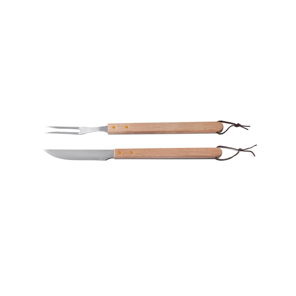 Kit Churrasco Brinox Garfo E Faca 2 Peças Em Aço Inox E Madeira