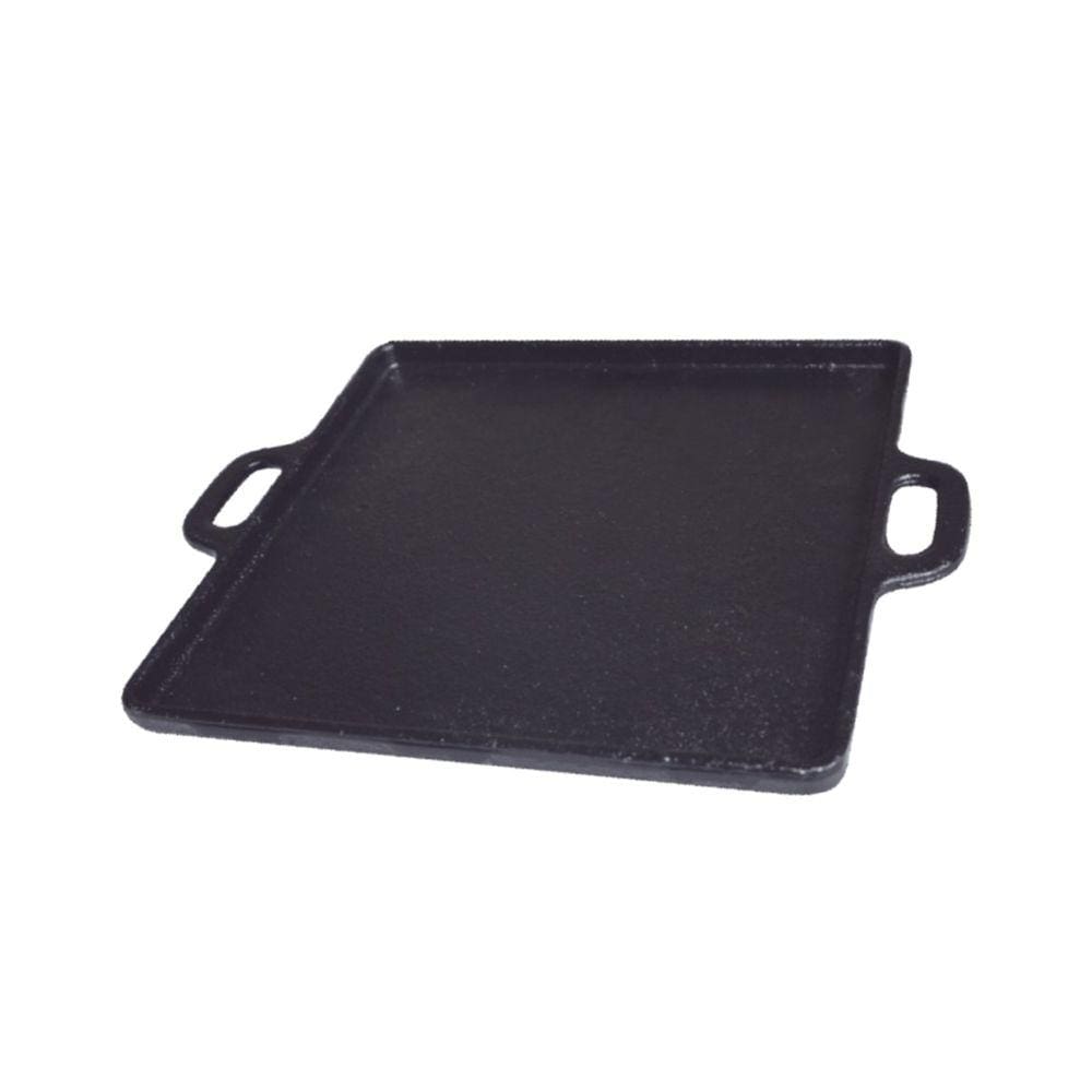 Bifeteira de Ferro Fundido Lisa Quadrada Alça Ferro 20cm