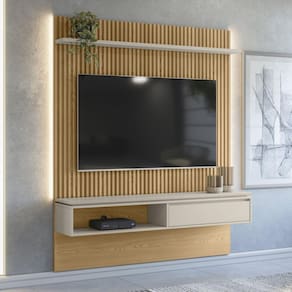 Painel Home Samambaia Para TV até 65 Polegadas com Kit LED CabeCasa MadeiraMadeira Carvalho/Off White