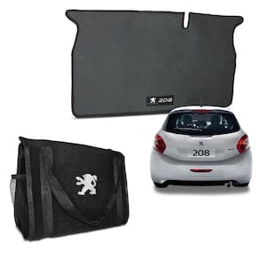 Tapete Porta Malas Peugeot 208 2013 a 2019 Borracha + Bolsa Organizadora para Ferramentas