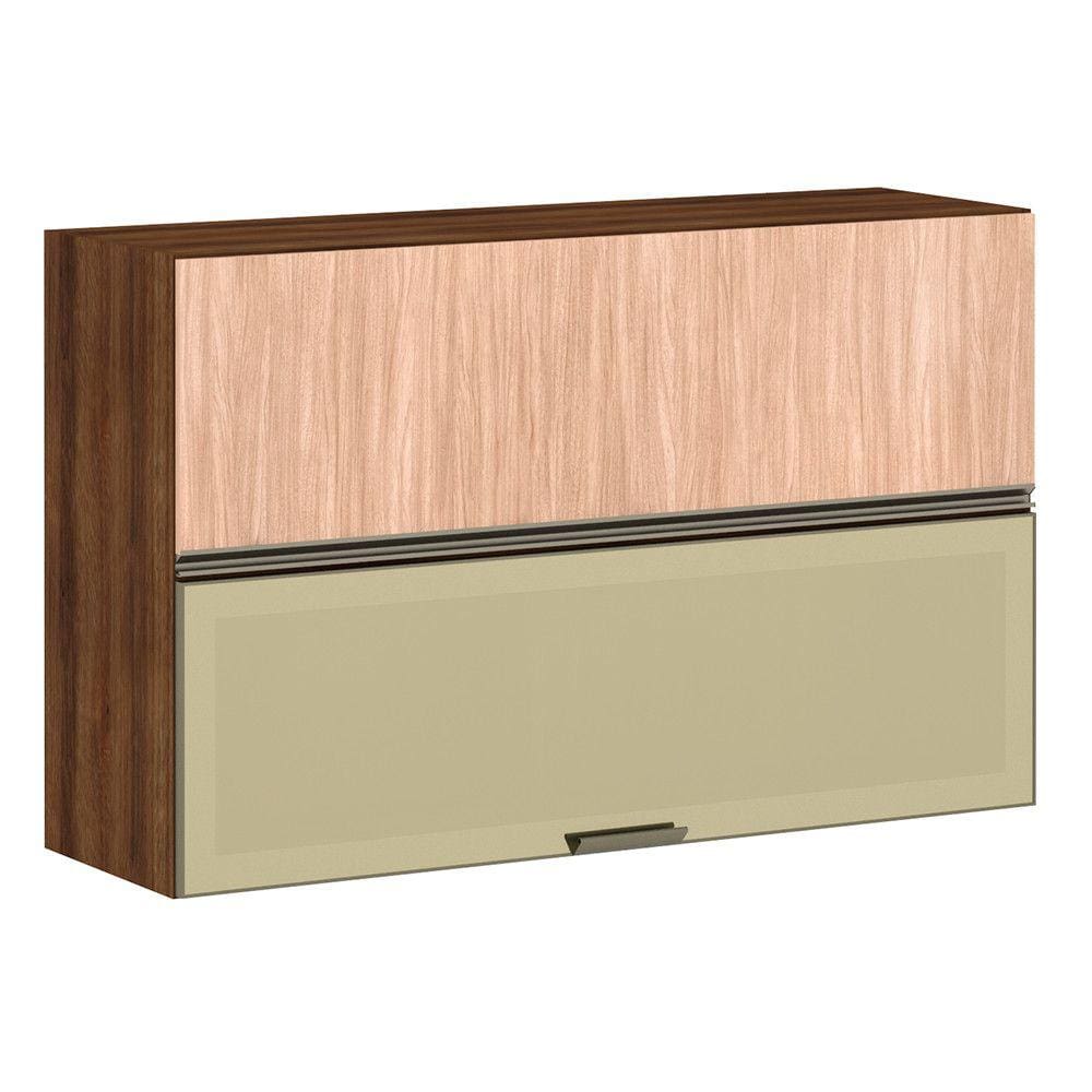 Armário Aéreo 120cm 2 Portas Basculantes Misto com Vidro Reflecta Bronze Jade Luciane Móveis