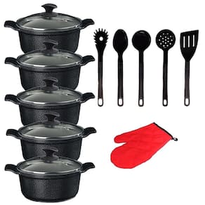 Jogo Panelas Preto Cerâmica Talher Preto Javali AAL 16A24Cm