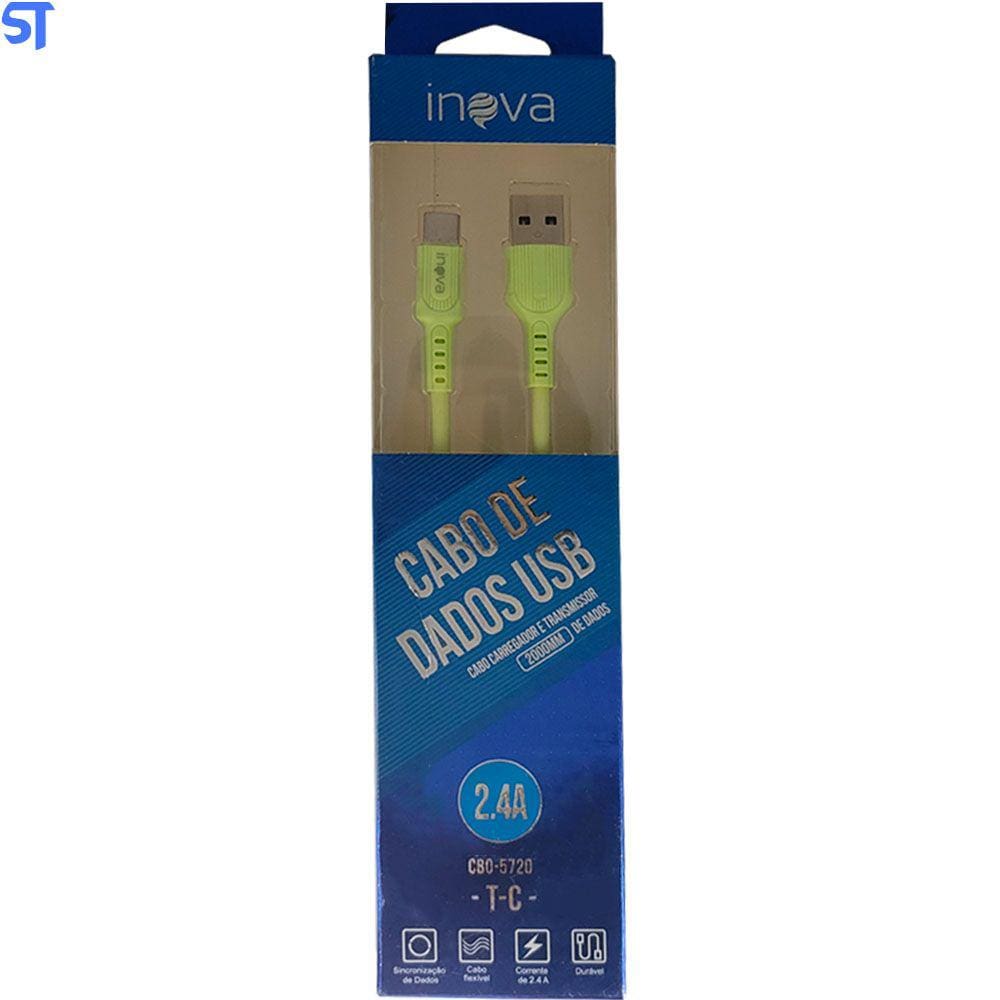 Cabo de Dados USB Carregamento 2.4A Tipo C Verde- CBO-5720