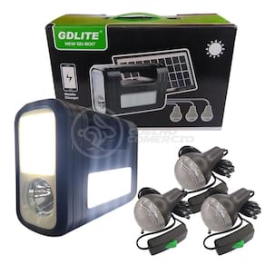 Kit Lanterna Placa Solar Carregador Portatil Energia Emergência Painel Lampadas Acampamento Camping