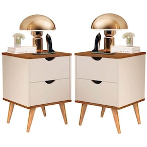 Conjunto 2 Peças Mesa de Cabeceira Madri Elegance 2 Gavetas Pés Palito