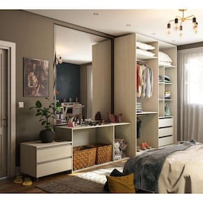 Guarda Roupa Closet Modulado sem Portas, 3 Peças, 5 Gavetas, 2 Cabideiros Prime Luciane Móveis