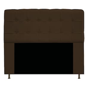 Cabeceira Estofada Mel 140cm Casal Com Botonê Suede Marrom