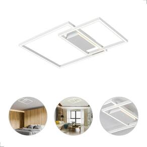 Lustre Plafon Canvas Duo Led 3000K 58W Quadrado Moderno Opus
