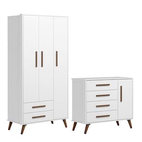 Quarto de Bebê Qencanto com Roupeiro e Cômoda Qmovi Branco