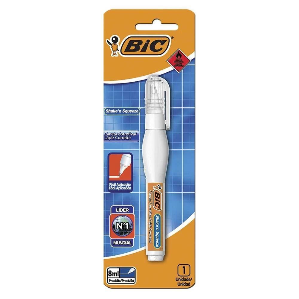 Caneta Corretiva Bic Shake`N Squeeze 8Ml Alta Precisão