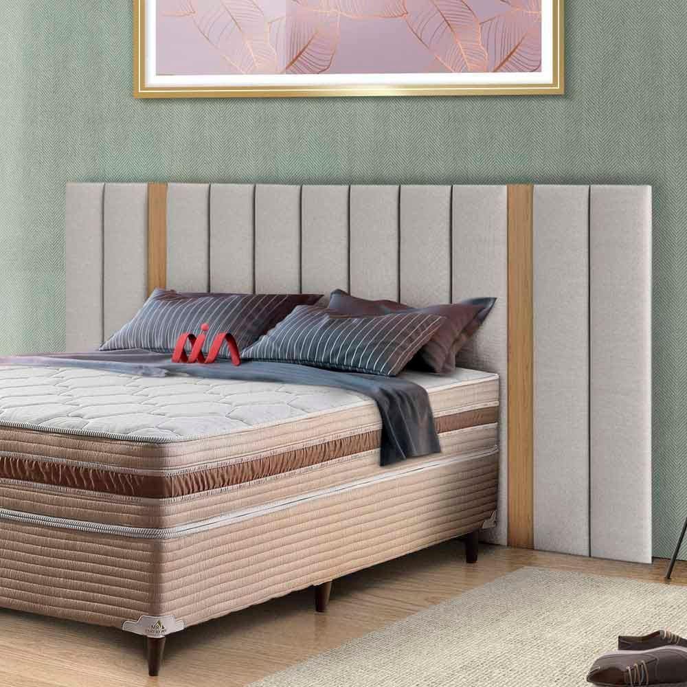 Cabeceira Estofada para Cama de Casal 300cm TW196 Dalla Costa - Dalla Costa Freijo/Liso