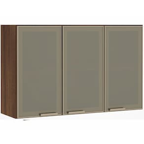 Armário Aéreo 120cm 3 Portas em Alumínio Inox e Vidro Reflecta Bronze Jade Luciane Móveis
