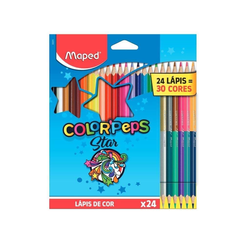 Lápis de Cor Maped 24 Lápis 30 Cores - Embalagem com 6 Unidades