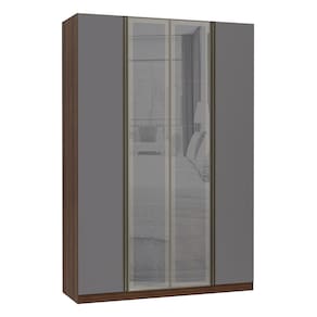 Guarda Roupa 4 Portas Alumínio Inox com Vidro Reflecta Prata 3 Gavetas 159 cm Prime Luciane Móveis