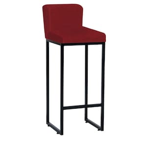 Banqueta Alta Industrial Bistrô Ferro Suede Vermelho