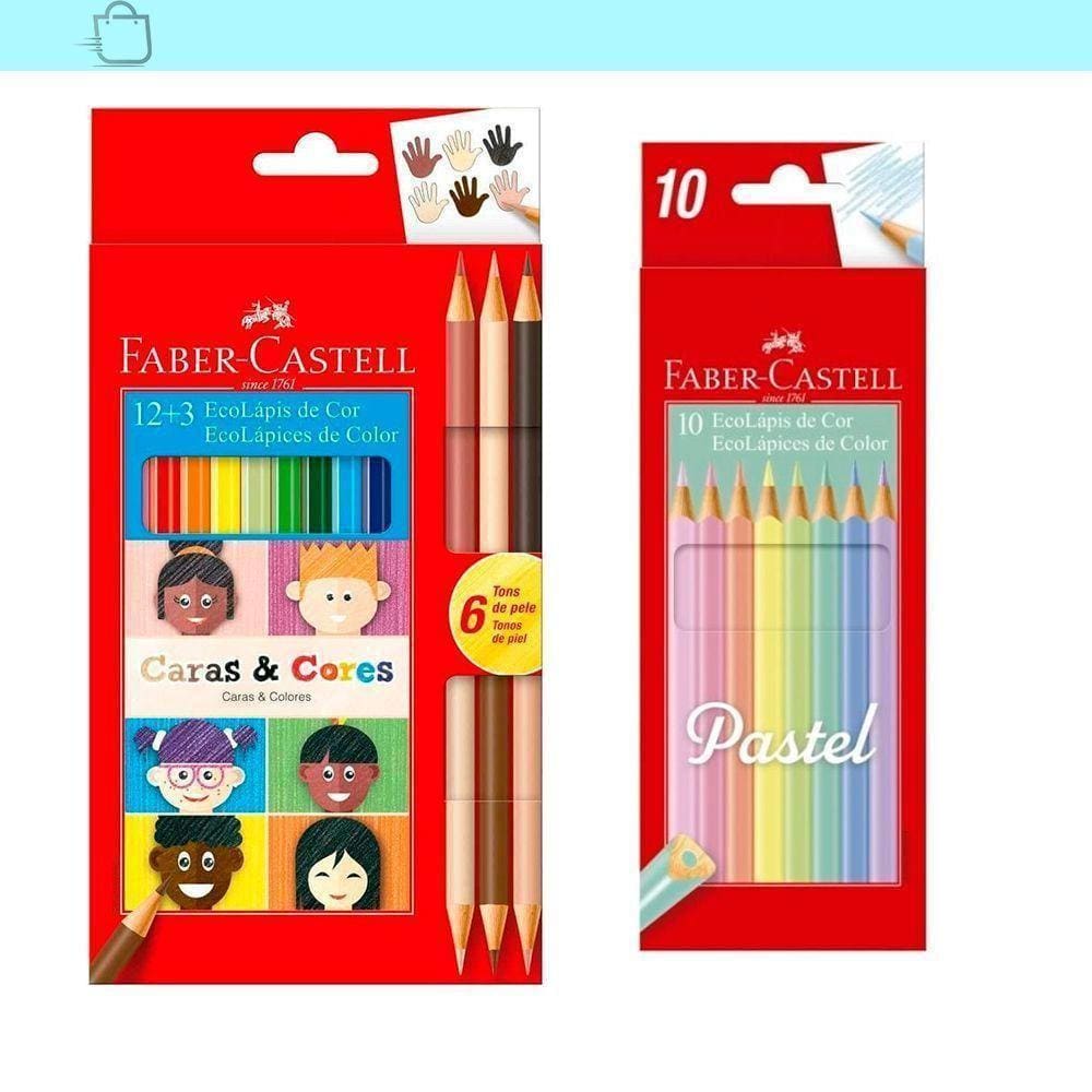 Kit Faber-Castell 10 Cores Pastel E 12 Cores 6 Tons De Pele