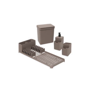 Kit Organize Sua Pia Coza Single 4 Peças Warm Gray